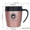 BORREY Coffee Mugs Creative Coffee Travel Cup With Lid Spoon Stainless Steel Coffee Mug Warmer With Handle Metal Tea Cup 300-ml. 