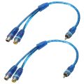 2x RCA Phono Y Splitter Lead Adapter Cable 1 Male To 2 Female Car Connector 30cm. 