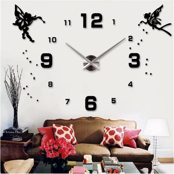 Creative 3D Wooden Wall Clock With Two Butterflies -  Acrylic Small and Large Counting Watch - Laser Cut Design Decoration Piece for Home Decor - Living Room - Offices and for Gift Items