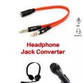 3.5mm Female to Dual Male Audio Y Splitter Cable - Single Pin Headphones Connect With PC (Daraz Like New). 
