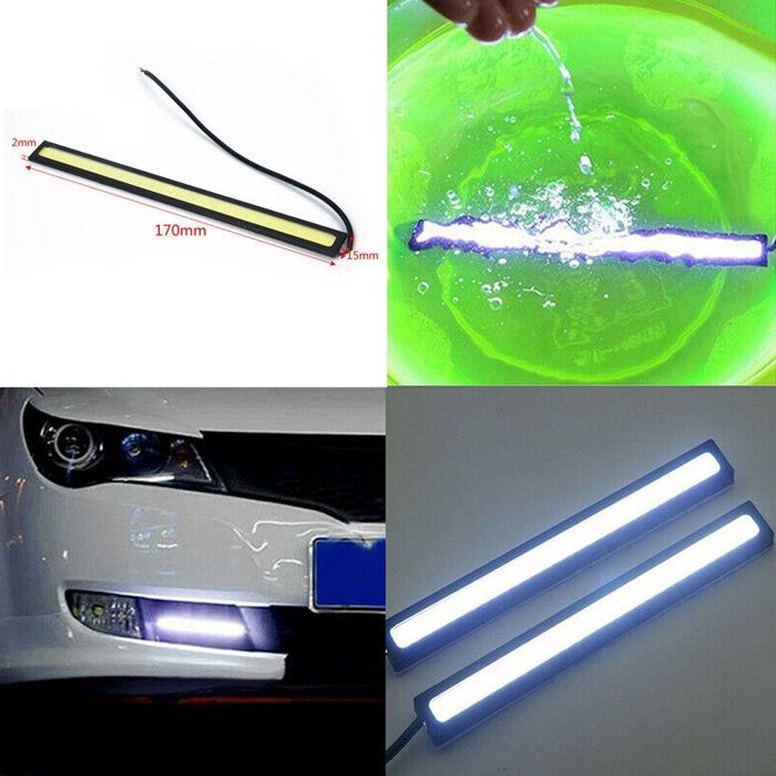pair 12V Waterproof DRL COB LED Strip Light Bar For Camping...Green,White,Yellow etc
