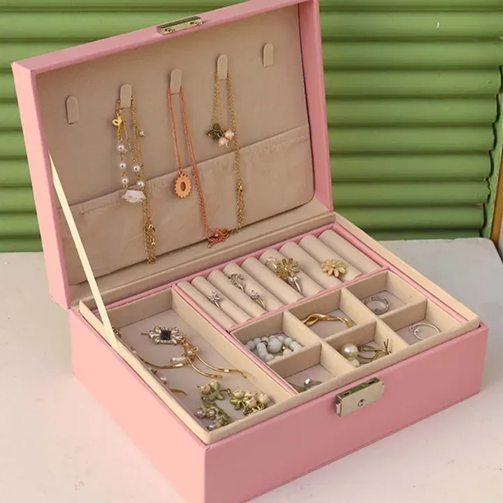 MyleCart%20Dual%20Layer%20Flap%20Jewelry%20Box%20Women%20Display%20Storage%20Case%20Large%20PU%20Leather%20Jewelry%20Holder%20with%20Earring%20Flap%20Lock%20for%20Earring%20Ring%20Necklace%20Bracelet%20-%20Image%202