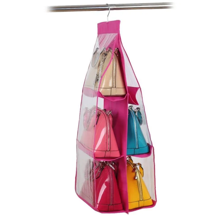 6%20Pockets%20Hanging%20Purse%20Handbag%20Organizer%20Clear%20Hanging%20Shelf%20Bag%20Collection%20-%20Image%204