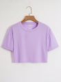 Pack of 4 Premium Quality Plan Crop T Shirt Crew Neck Half Sleeves Crop Top for Girls Crop Top for Women Crop Top for Ladies. 