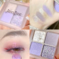 4 Colors Cool Toned Eyeshadow Palette Natural Highlight Shimmer Brightening Long Lasting Purple Eye Shadow Neon Eye Makeup. 