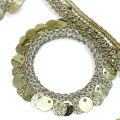 Fancy Sequence Coin Lace | 1 yard | Mate Gold Color |- FCL-05. 