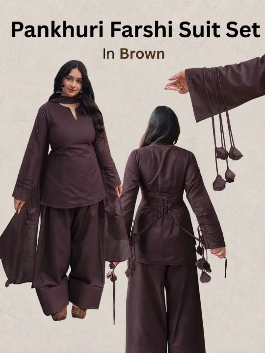Sleeves%20Work%20Short%20Kurti%20Farshi%20Shalwar%20with%20Dupatta%203-Piece%20Casual%20Dresses%20for%20Women%20-%20Image%202