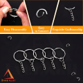 50 Key Rings with Chain and Open Jump Rings for Crafts - Bulk Metal Key Chain Ring Base for DIY Keychain Making. 
