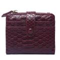 【Beauty Code】Women Maroon Pattern Leather Python Cards Women ZipperCoin Bag Snake Name Card Purse Ladies wallet. 