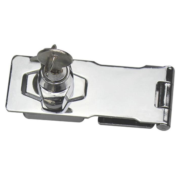 Plating Self Locking Security Hasp Staple 2 Keys Cabinet Lock Drawer Padlock