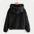 Cute Long Sleeve Bear Ear Hoodies Solid Color Outwear Plush Hoodies Pullover Clothes Fuzzy Fleece Sweatshirt Winter. 