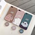 Cute Cartoon We Bare Bears Phone Case with Ring Holder For iPhone 6 6S 7 8 Plus 10 Case Soft Silicon Phone Holder Back Cover For iPhone X XS MAX XR. 