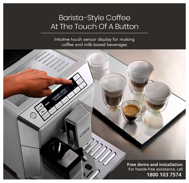 DeLonghi%20Ecam45.760.W%7CEletta%20Cappuccino%20Top%7CBean%20to%20Cup%20Fully%20Automatic%20Coffee%20Machine%7C8%20Inbuilt%20Recipes%20-Cappuccino,Latte,Espresso&%20More%7C15%20Bar%20Pressure%7C%201450W%20-%20Image%202