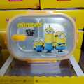 Kids Favourite Character Minion Stainless Steel Lunch Box for 2-Grid Lunchbox with Spoon. 