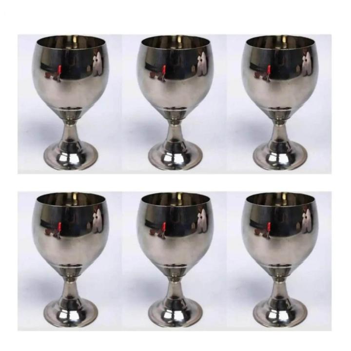 Classical Neat Finished Set OF 6 Stainless Steel Drinking Glass Water Vine Glass Homemade Café Accessories-Kitchen Gadgets