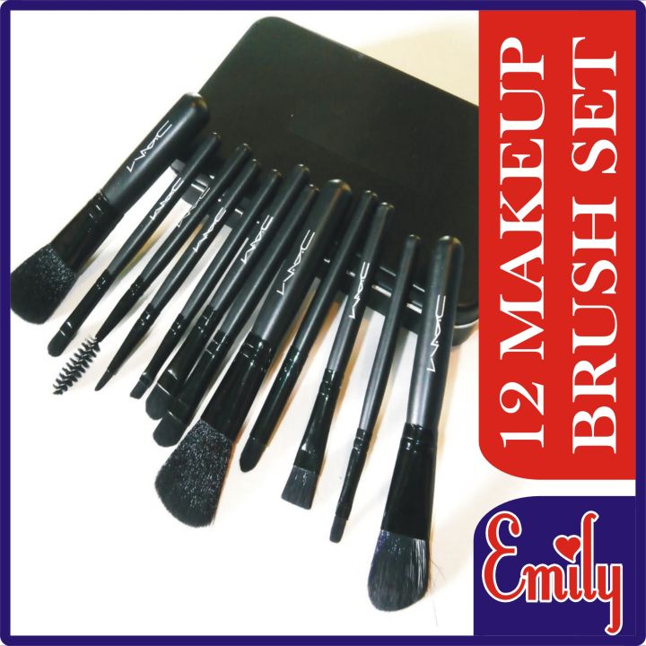 High Quality Makeup Brush Set 12 Pcs Make up Brush Set in Steel Box set of 12 brushes