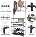 Multifunctional 4 Layers Shoe & Coat Rack, Metal Storage Rack. 