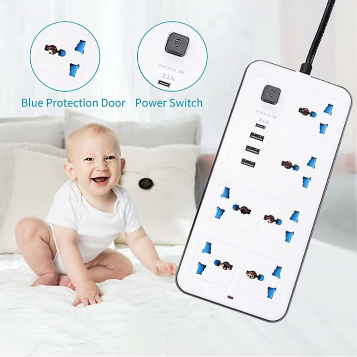 Smart%20Universal%20Extension%20Board%20Multi%20Power%20Plug%20With%206%20Power%20Sockets%20+%203%20USB%20Ports%20Plug%20+%201%20Type%20C%20For%20Electronics%20Mobile%20Charging%20Adapter%20With%201.8%20Meter%20Heavy%20Duty%20Copper%20Wire%20White%20-%20Image%203