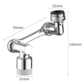 Silver Faucet Extender Brass Faucet Extender 1080 Swivel Robotic Arm Faucet Aerator, 2 Types of Water Discharge Model, Robot Arm for Cleaning. 
