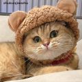 [zhukunjianzhu] Pet Dog Cat Cap Cat Headgear Funny Bear Ears Hat Warm Plush Ears Pet Supplies .. 