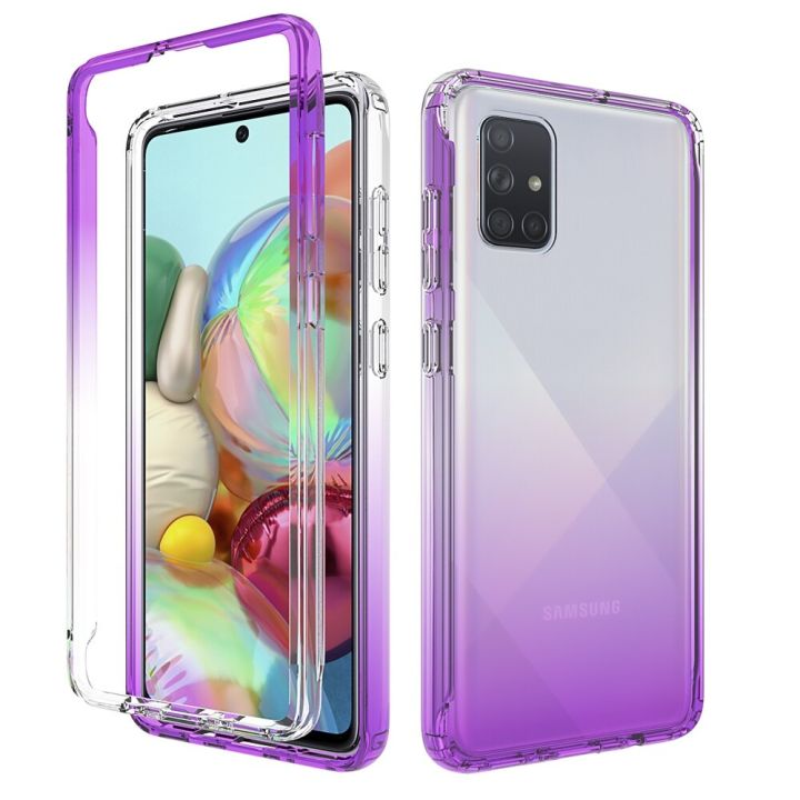 lthmy For Samsung Galaxy A51 Transparent 2-in-1 Gradient Shockproof Case