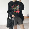 IELGY pure cotton loose t-shirt female port style temperament loose and thin all-match long-sleeved t-shirt. 