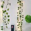 1Pc Artificial Plant Leaves Bail With Fairy Lights Battery Operate 7Ft Artificial Leaves Bail With 1Ft Fairy Light String Length  Leaves Garland With LED Lights For Room Decor  Wall Hanging Decor Home Decoration. 