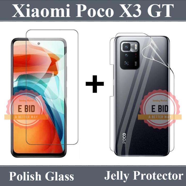 Xiaomi Poco X3 GT Glass Protector Tempered Polish Screen Protection + Back Clear Jelly Protector Soft Film Protection Hydrogel Film Back Protector For Xiaomi Poco X3 GT