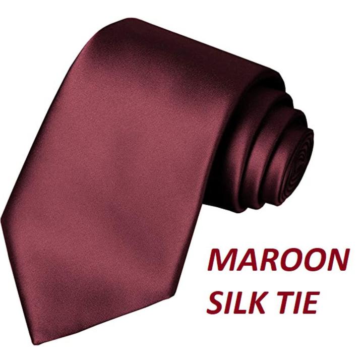 MAROON SILKY PLAIN TIE, MEDIUM TIE MAROON, FORMAL TIE MAROON
