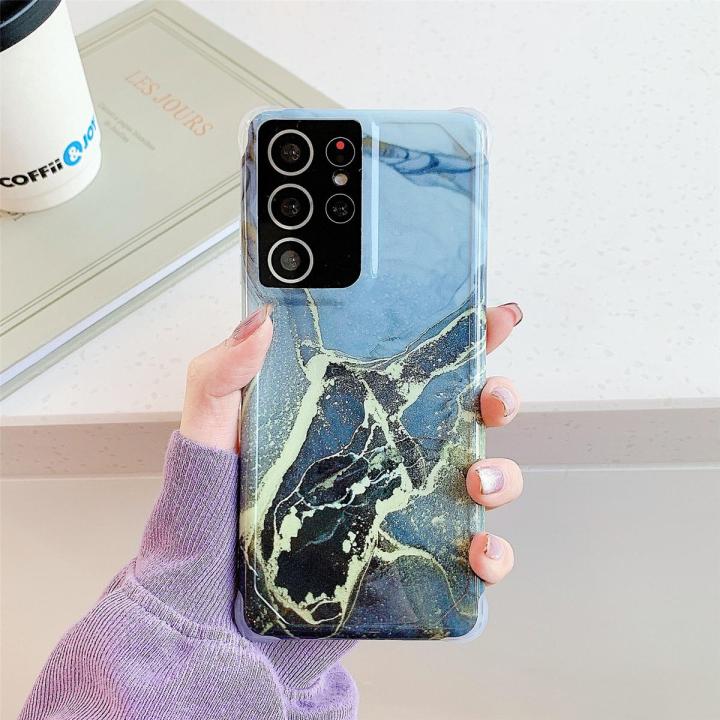 Four Corners Anti-Shattering Flow Gold Marble IMD Phone Back Cover Case For Samsung Galaxy Note20