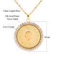 Never Faded Big Size Turkey Coin Pendant & Necklaces with AAA Crystal for Women Gold Color Turkish Coins Jewelry Ethnic Gifts. 