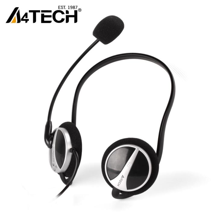 A4tech HS-5P Headphones - Omni-Directional Noise-Cancelling Mic - 2 Pin - For PC - Black