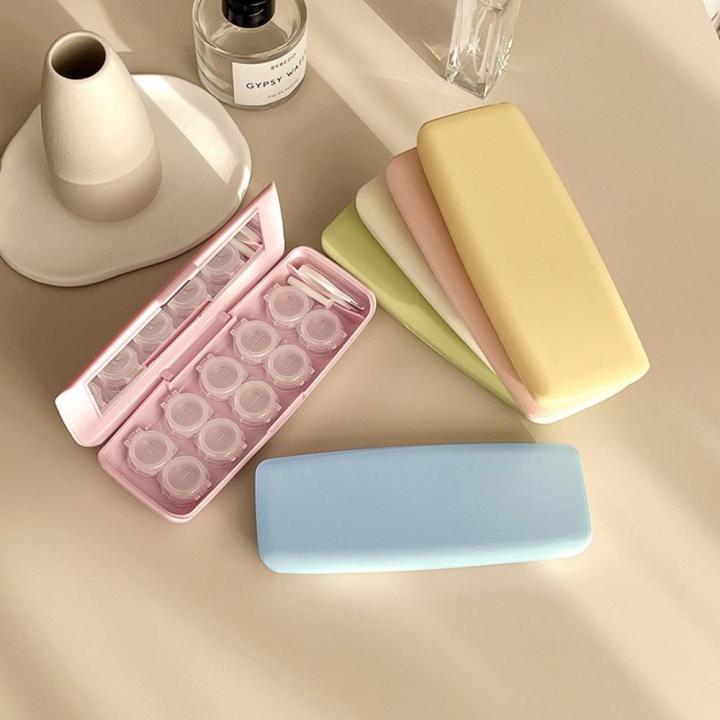 L+R Marked Contact Lens Case Storage Solution Random Color Lens Holder Travel Friendly Portable Soaking Container for Travel Use Lens Care Optical Hygiene Contact Lens Users Eyewear Protection