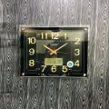 NEW ELEGANT CLASSY MIRROR WITH BLACK TOUCH LINE STONE WALL CLOCK  WITH DIGITAL BOX SHOWS DATE,DAYS,YEAR TEMPERATURE NEON LIGHT NIGHT VISION FANCY AND ATTRACTIVE WALL CLOCK SMOOTH MACHINE WALL CLOCK HANGING CLOCK HOME DECORATION MAKES YOUR WALL MORE CLASSY. 