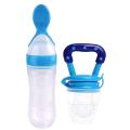 Pack of 2 Baby Silicone Squeeze Spoon Feeder (90ML Bottle) with Fruit Pacifier for Baby, Crawling Kids | SJR Collections. 