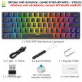 RGB Gaming Keyboard - Mechanical Keyboard Blue Switch Wired/Wireless Mini RGB Keyboard 61 Keys With Out Numpad - RGB Light Mechanical Keyboard Black/White - Detachable TYPE-C Wired/Wireless For Professional Gaming - Compatible With PC & Laptop. 