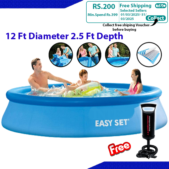 Easy Set Swimming Pool For Adults + FREE Air Pump Diameter 12 Feet Depth 2.5 feet Model (28130)