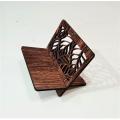 Visiting Card Holder, Office Cards, Table Organizer, Laser Cut, Laminated MDF Wood, Brown Color, Leaves. 