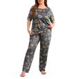 Gray Multi Heart Printed Women Night Dress | Printed Ladies Sleep Wear Night Dress with Shirt and Trouser (Complete Sleeping Suit) For Women/Nighty for Girls. 