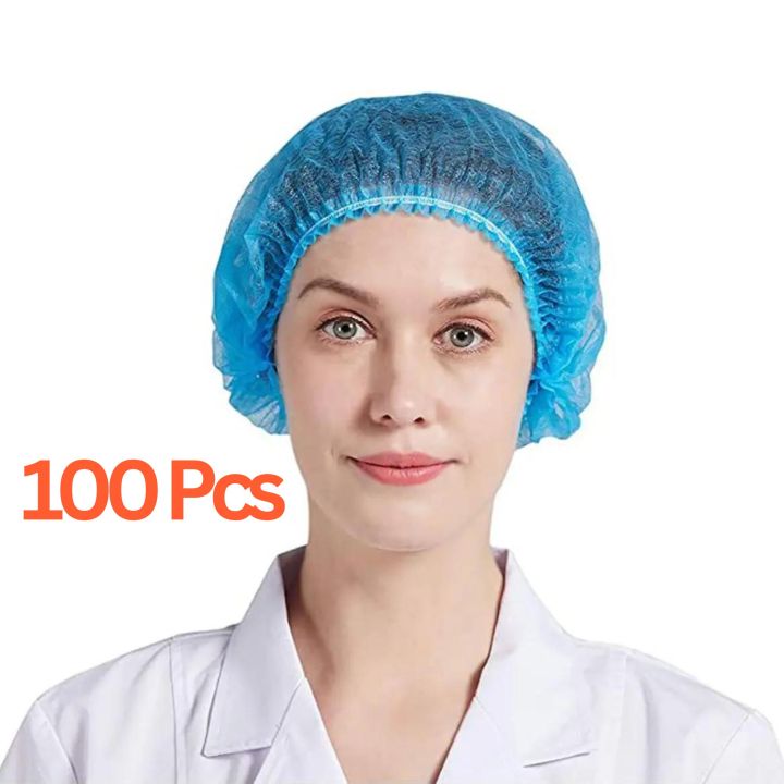 Pack of 100-Disposable  Bouffant Caps, surgical cap, cooking Cap, multipurpose disposable caps, for Hospital Salon Spa Catering and Dust-free Workspace [Pack of 100]