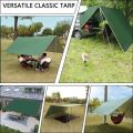 Awning Waterproof Tarp Tent Shade Canopy Sunshade Camping Beach Sun Shelter, with hooks on every 3 feet distance on sides and double stitched edge to edge borders.. 