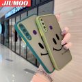 JIUMOO For Huawei Y6P Case Fashion Simple Smile Face Frosted Transparent Back Cover Lens Camera Protect Phone Case Edge Full Cover Casing Hard Cases. 