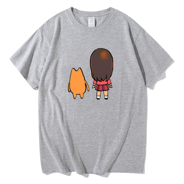Ayumi Kasuga Osaka The Girl and The Cat Turned Around T Shirts Women 100% Cotton High Quality Tajrts Kawaii/Cute. Fashion Mode