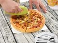 HashMart- 1 Pc Pizza Cutter Food Chopper Super Sharp Blade Stainless Steel Pizza Cutter Rocker Slicer with Protective Sheath Cover Multi-Function Pizza Knife Kitchen Tools, Dishwasher Safe Heavy Duty (Multicolor). 