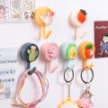 【Footprint】 1Pc Cute Wall Hooks Key Holder Door Hanging Plastic Self Adhesive Wall Hanger Cartoon Fruits Shape Hook For Kids Room Home Decor. 