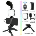 AY49 Vlogging Video Making Kit for Smartphone & Camera – Complete Studio Setup with Microphone, LED Fill Light, Mini Tripod & Remote Control. 