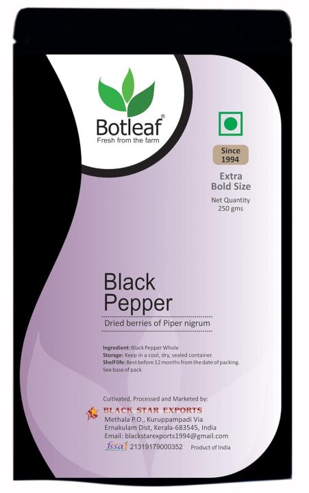 BOTLEAF Black Pepper Whole 250 GM  BOTLEAF Black Pepper Whole 250 GM