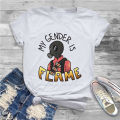 My Gender Is Flame Feminine Shirts Team Fortress 2 Shooter Game T-shirt Goth Vintage Female Clothing. 