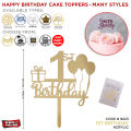 Happy Birthday Cake Toppers Collection - Acrylic Mirror Topper, Metallic Finish Cupcake Toppers, Birthday Party Wooden Cake Topper, Painted Cake Decoration Topper, Wooden Glitter Cake Toppers, Birth Day Cake Decorations, Party Supplies. 