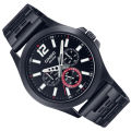 CASIO BLACK DIAL WITH DATE, DAY & 24 INDICATOR MEN'S WATCH - MTP-E350B-1BVDF. 